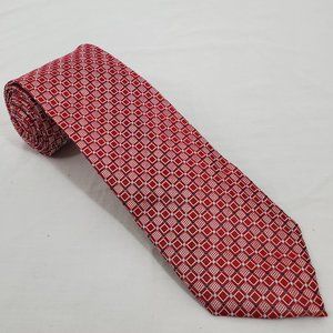U.S. Polo Assn. Silk Necktie Red White Blue Geometric Pattern Designer